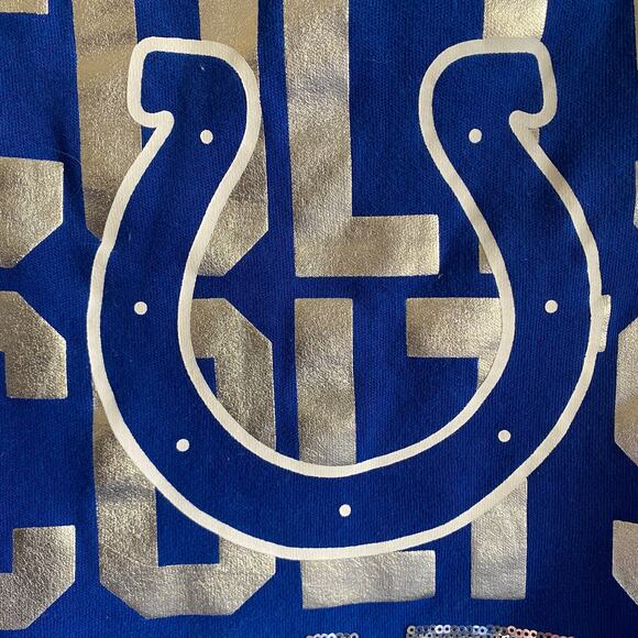 NFL Victoria's Secret PINK XS Indianapolis COLTS Sequin Hoody 53 Full Zip Front - Picture 7 of 12